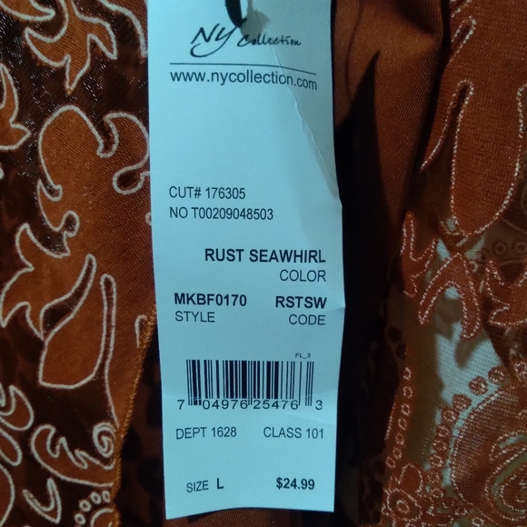 NY Collection size large rust seawhirl color blouse - Picture 5 of 8